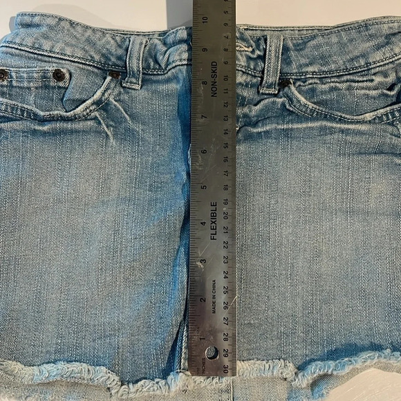 3/$20 Vintage Rickers Girls Denim Mini Skirt Distressed Frayed Hem Size 7R - Picture 10 of 11
